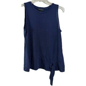 Banana Republic XS Navy Blue Tank Shell Front Tie Lightweight Poly Blend EUC